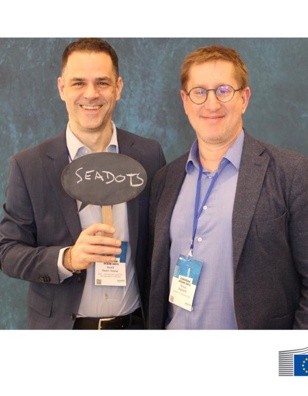 Nicolas Segebarth and Harald Hasler-Sheetal at EU Ocean Days 2026.