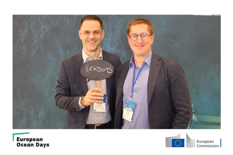 Nicolas Segebarth and Harald Hasler-Sheetal at EU Ocean Days 2026.
